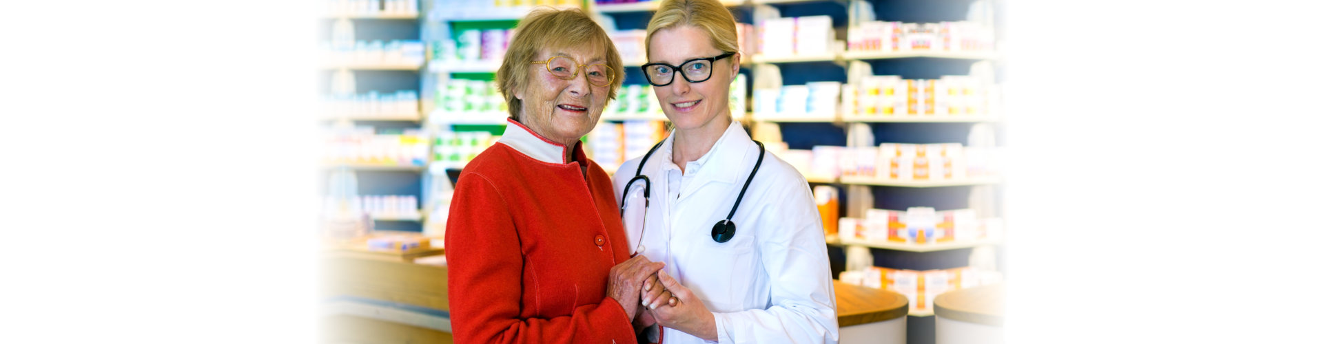 woman holding hands with her pharmacist